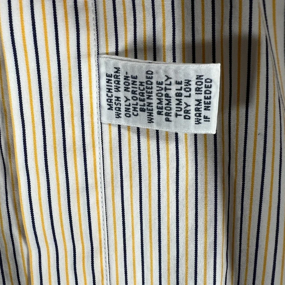 Polo Ralph Lauren Shirt Mens 16 Blue Yellow Striped Long Sleeve Button Up Regent